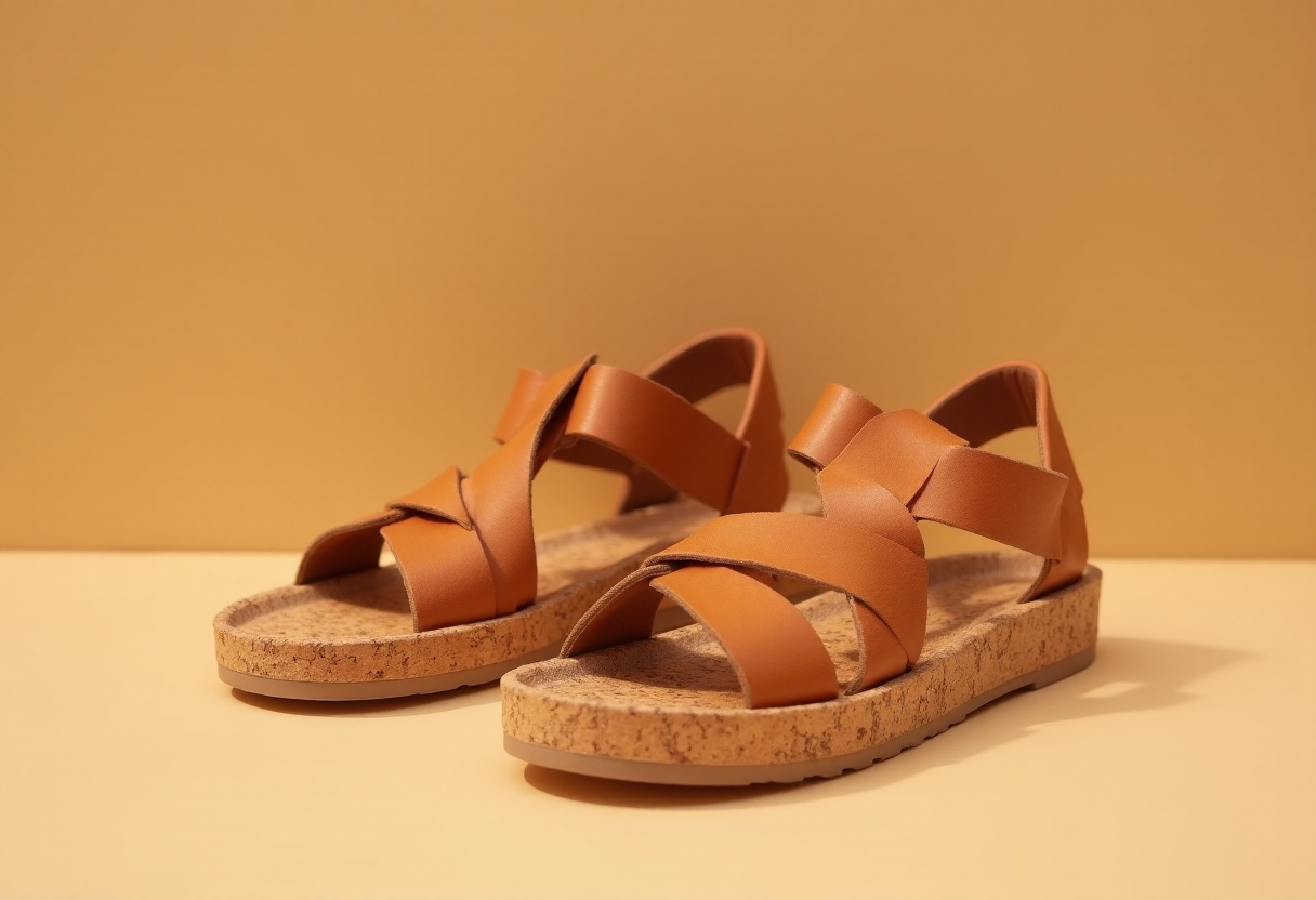 Sandales en cuir a semelle liege style Birkenstock