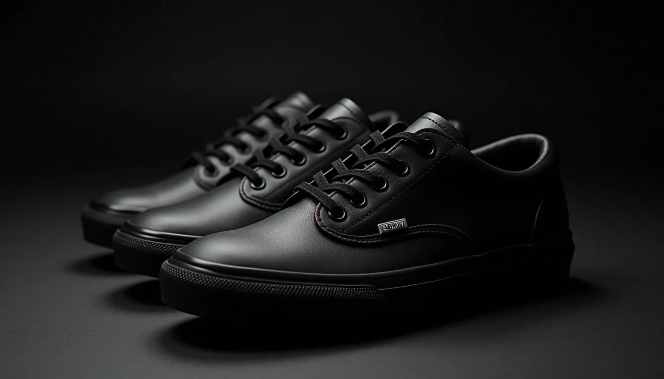 Sneakers adidas triple black disposées sur fond sombre