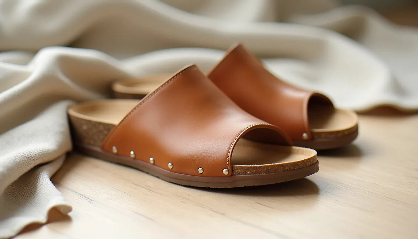 Paire de sandales femme en cuir beige à lit de pied anatomique, illustrant le guide sur la Birkenstock Molina